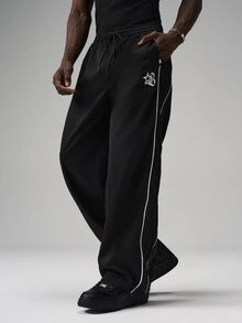 STYNVO Men's Colorblock Striped Straight Leg Sweatpants - Black - View 3