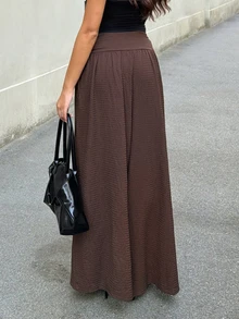 Firerie Women's Fashion Commuter Wide Leg Long Pants - Brown - View 2