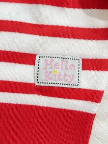 HELLO KITTY AND FRIENDS | SHEIN GraphicGems 女童秋冬休閒拼色條紋蝴蝶結印花針織衫 - 粉色 - 查看 3