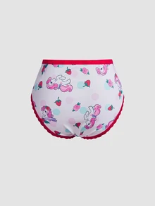 Chillnights My Little Pony X SHEIN 3pcs Cartoon Print Lace Patchwork Triangle Panties Set - Multicolor - View 6