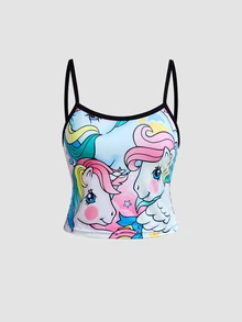 Chillnights My Little Pony X SHEIN Set Lingerie Camisole Motif Unicorn Pelangi 4 Potong - MultiWarna - View 8