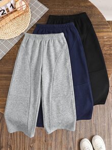 SHEIN 兒童 3 件組 小男孩休閒可愛日常舒適經典黑白灰寬鬆直筒運動衫 - 彩色 - 查看 6