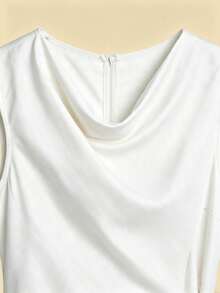 Franclia Women's Solid Color Sleeveless Tie Wrap Romper - White - View 3