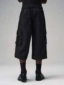 STYNVO Men's Fashion Versatile Solid Color Cargo Capris - Black - View 2