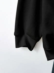 EMERY ROSE Sudadera de hombros caídos con gráfico de figura de calavera talla grande - Negro - Ver 4
