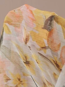 BELROSIE Áo blouse tay dài thanh lịch phong cách Âu Mỹ, thời trang mới thu đông, đa năng, in kỹ thuật số sợi kim tuyến, voan chiffon nhiều lớp bèo nhún thắt dây - Nhiều màu - Xem 8