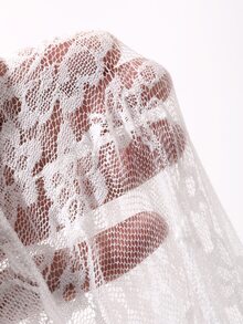 Dazy Plus Plus Size White Sheer Lace Asymmetrical Hem Layered Skirt - White - View 5