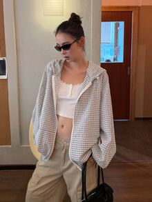 DAZY 女款波點韓式長袖休閒夾克外套 秋季 - 灰色 - 查看 5