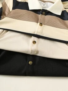 SHEIN 小男孩秋季休閒三件套長袖 Polo 衫 - 彩色 - 查看 5