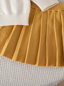 SHEIN 女嬰針織休閒刺繡毛衣與裙子兩件套 - 彩色 - 查看 7