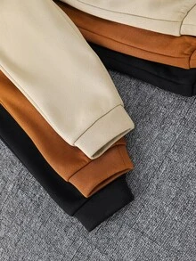 SHEIN 小男孩休閒舒適百搭圓領衛衣與長褲套裝 - 彩色 - 查看 6
