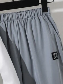 SHEIN 2件組兒童青少年男孩休閒百搭白色連帽衛衣與灰色慢跑長褲套裝，Y2K穿搭，百搭上衣，適合秋冬、學校、家庭聚會、度假、派對，秋季穿搭，冬季穿搭 - 彩色 - 查看 5