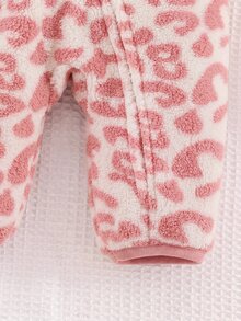 Cozy Pixies 女嬰保暖內裡加厚花卉圖案針織柔軟連帽長袖冬季連身衣 - 彩色 - 查看 7
