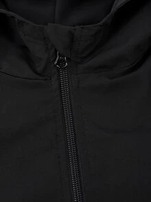 SHEIN Tween Boy Autumn Colorblock Patchwork Hooded Jacket - Black and White - View 3