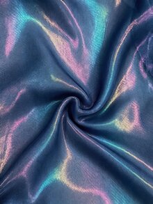 GlowEve 高級幻彩透視雪紡前綁帶休閒度假女款襯衫 - 藏蓝色 - 查看 4