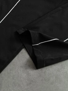 PAVTROS Men's Plus Size Colorblock Zipper Long Sleeve Jacket And Pants Casual Daily Set - Black - View 5