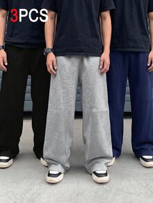 SHEIN 兒童 3 件組 小男孩休閒可愛日常舒適經典黑白灰寬鬆直筒運動衫 - 彩色 - 查看 2