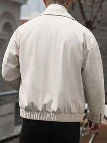Manfinity CasualCool Men's Casual Jacket With Turn-Down Collar, Corduroy Zip-Up Cardigan - Beige - View 2