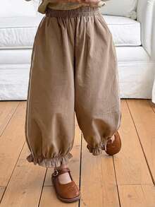 DAZY Young Girl Loose Lantern Pants With Elastic Waist Design - Brown - View 1