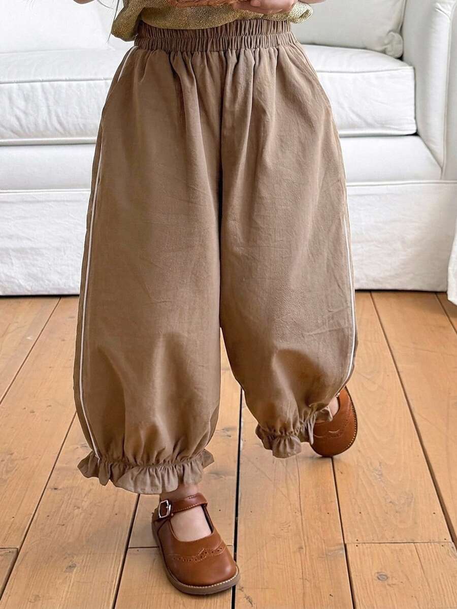 DAZY Young Girl Loose Lantern Pants With Elastic Waist Design - Brown - View 1