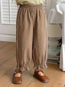 DAZY Young Girl Loose Lantern Pants With Elastic Waist Design - Brown - View 4