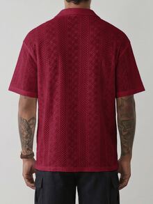 HUEFORM Kemeja Pria Lengan Pendek Warna Polos, Serbaguna dan Modis - Burgundy - View 2