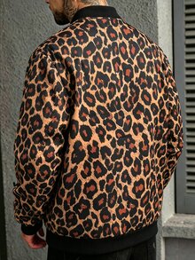 Manfinity CasualCool 男士豹紋棒球領休閒百搭日常旅行長袖夾克 - 彩色 - 查看 3