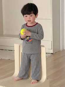 DAZY 嬰兒/幼兒（男童）圓領卡通背心與長褲 2 件套居家服 - 淺灰色 - 查看 3