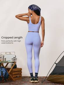 GLOWMODE FeatherFit™ Top de Tanque Activo Corto con Espalda en U de Bajo Impacto para Yoga y Uso Diario Primavera Verano - Púrpura malva - Ver 4