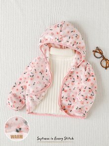 Cozy Pixies 嬰兒女童男童卡通動物豹紋抓絨內裡加厚連帽拉鍊長袖外套夾克，適合冬季 - 淺粉色 - 查看 9