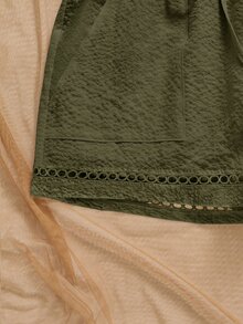 EMERY ROSE Shorts casuales versátiles de uso diario para mujer talla grande, color liso, con cintura con cordón - Verde militar - Ver 4