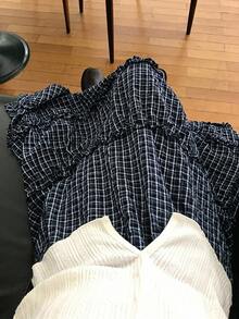 Dazy Plus Korean Style Plaid Skirt For Girls, Spring Summer Autumn All-Season Versatile - Navy Blue - View 1