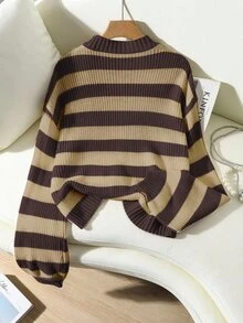 Franclia Autumn/Winter Casual Colorblock Striped Sweater - Multicolor - View 2