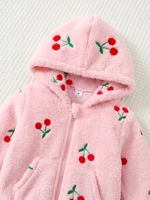 Cozy Pixies 女嬰連帽抓絨外套與遮肚長褲2件套，可愛秋冬豹紋拼接毛絨套裝 - 彩色 - 查看 12