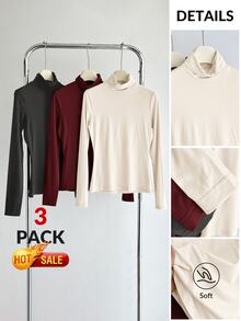 SHEIN BASICS 3件組女款T恤 - 彩色 - 查看 8