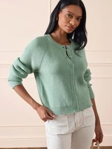 Lilora Women's Autumn/Winter Fashion Versatile Elegant Open-Front Cardigan Sweater, Suitable For Daily Commute, Casual Outings - Green - View 7