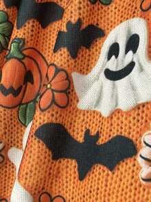 EMERY ROSE Plus Size Women's Halloween Ghost, Pumpkin & Bat Print Raglan Long Sleeve Sweatshirt Pullover Fall Outfit Winter - Multicolor - View 5