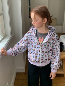 THE POWERPUFF GIRLS X DAZY Tween Girl All-Over Print Hooded Zip-Up Casual Daily Long Sleeve Sweatshirt Fall - Purple - View 6