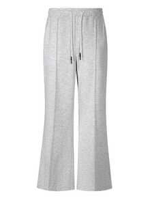 HUEFORM Men's Light Gray Center Seam Straight Leg Sweatpants, Elastic Waist Drawstring Draped Wide Leg Casual Pants, Minimalist Versatile Loose Floor Length Trousers - Light Grey - View 4