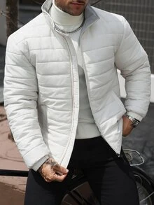 Manfinity CasualCool Men's Winter Outdoor White Coat, Puffer - Beige - View 5