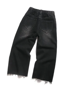 Kids Boys' 2pcs Set Black Denim Casual Long Sleeve Shirt And Pants With Shiny Rhinestone Star & Sun Pattern - Black - View 5
