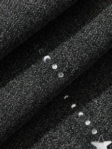 FRIFUL Women's Casual Washed Rhinestone Decorated Flare Jeans Fall - Black - View 7