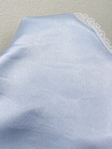 Sunnyshic Women's 2pcs Set Satin Camisole Top & Lace Long Skirt - Blue - View 7