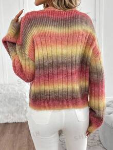 EMERY ROSE Women's Tie-Dye Casual Versatile Daily Wear Long Sleeve Cardigan - Ginger - View 2