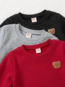 Cozy Pixies 小男孩裝飾貼布圓領長袖套頭運動衫彈性腰長褲6件套 - 彩色 - 查看 3