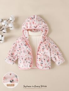 Cozy Pixies 嬰兒女童男童卡通動物豹紋抓絨內裡加厚連帽拉鍊長袖外套夾克，適合冬季 - 淺粉色 - 查看 8