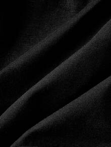 ROMWE Goth 性感修身露肩短版上衣，附流蘇設計 - 黑色 - 查看 4