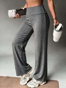 StreetHx CourtClass Women's Solid-Color Yoga Wide-Leg Pants, Comfortable And Form-Fitting - Black - View 7