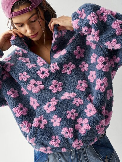 Bohemela Casual Knitted Floral Pattern Women's Sweatshirt