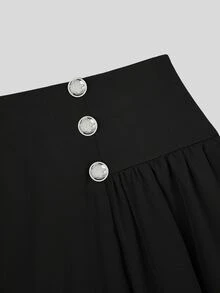 Sweetra Plus Size Lolita Elegant Gothic Dark Lolita High Waist Double-Breasted Lolita Puff Multi-Layer Cake Skirt Fall - Black - View 5